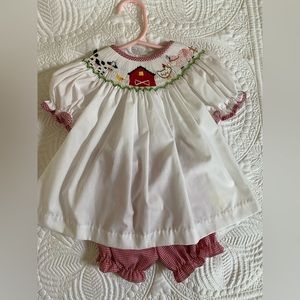 LuLu Bebe smocked farm set- new without tags- 12 month